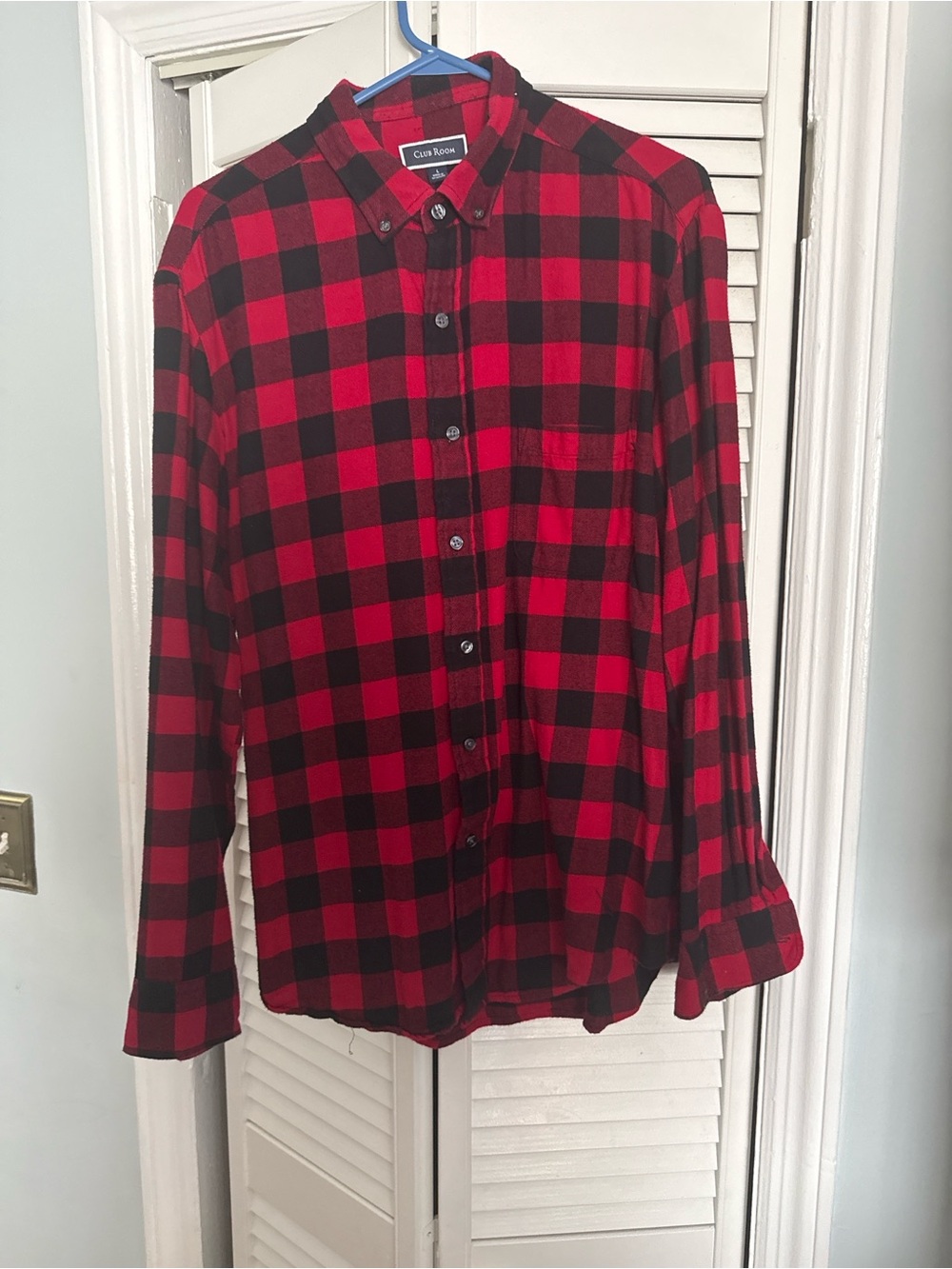 Club Room Red and Black Plaid Button-Down Shirt
